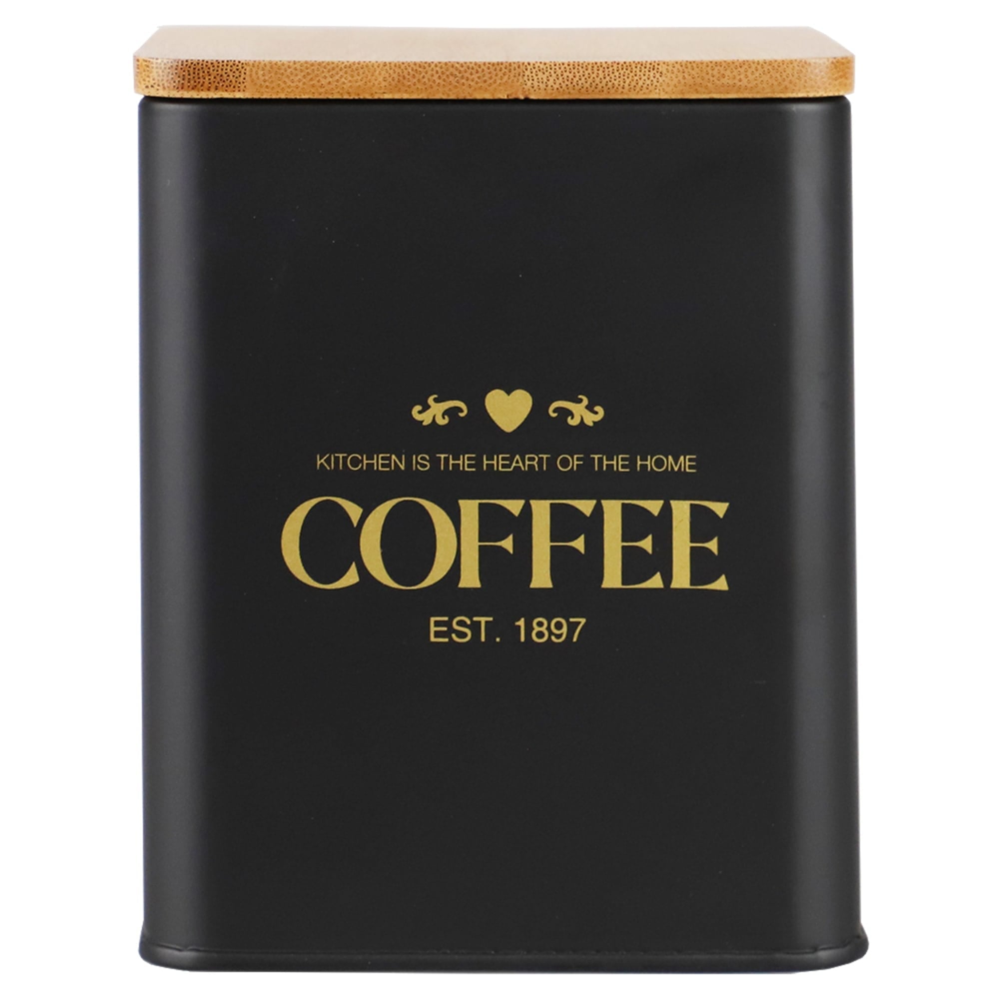 Home Basics Bistro 50 oz. Tin Coffee Canister with Bamboo Top, Black $6.00 EACH, CASE PACK OF 12