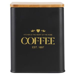 Home Basics Bistro 50 oz. Tin Coffee Canister with Bamboo Top, Black $6.00 EACH, CASE PACK OF 12