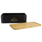 Load image into Gallery viewer, Home Basics Bistro Tin Bread Box with Bamboo Lid, Black $15.00 EACH, CASE PACK OF 4
