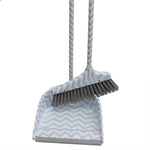 Load image into Gallery viewer, Home Basics Chevron Upright Angled Broom and Plastic Dust Pan Set with Comfort Grip Handle, Grey $12.00 EACH, CASE PACK OF 12
