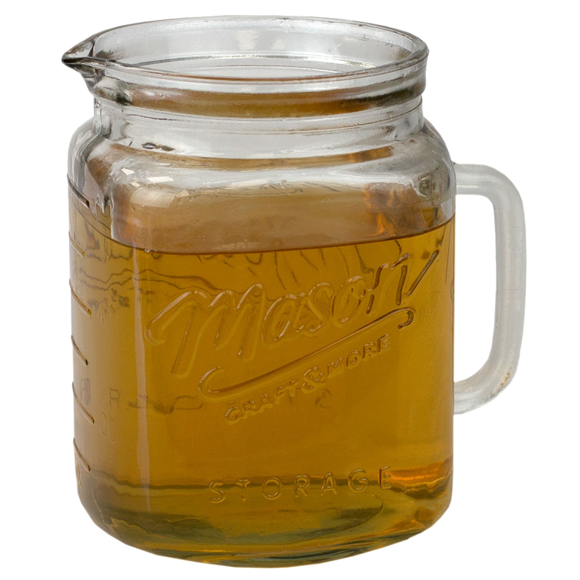 Home Basics 67.7 oz Glass Mason Jar Pitcher with Measurement Markings and Easy Grip Handle, Clear $3.00 EACH, CASE PACK OF 6