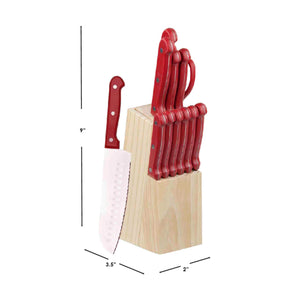 Home Basics 13 Piece Knife Set with Block, Red $10.00 EACH, CASE PACK OF 12