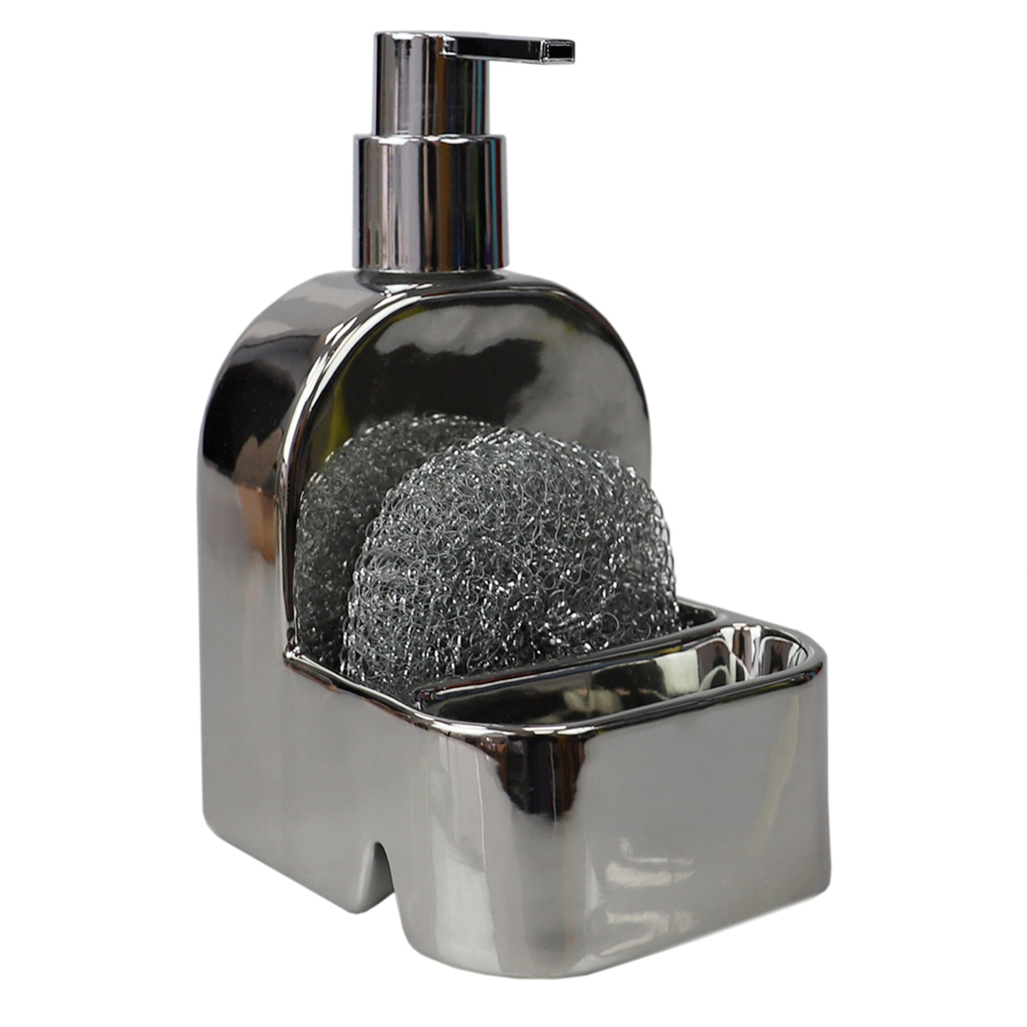 Home Basics 8oz. Ceramic Soap Dispenser with Dual Compartment Sponge Holder - Assorted Colors
