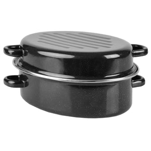 Home Basics Deep Oval Natural Non-Stick 12” Enameled Carbon Steel Roaster Pan with Lid, Black $20.00 EACH, CASE PACK OF 4