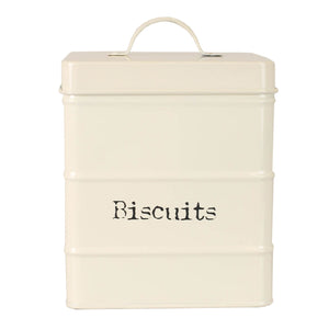 Home Basics Biscuits 2.8 LT Large Vintage Retro Enamel High Strength Tin Square Canister with Tight-Fit Lid and Easy Lift Handle, Ivory $6.00 EACH, CASE PACK OF 8