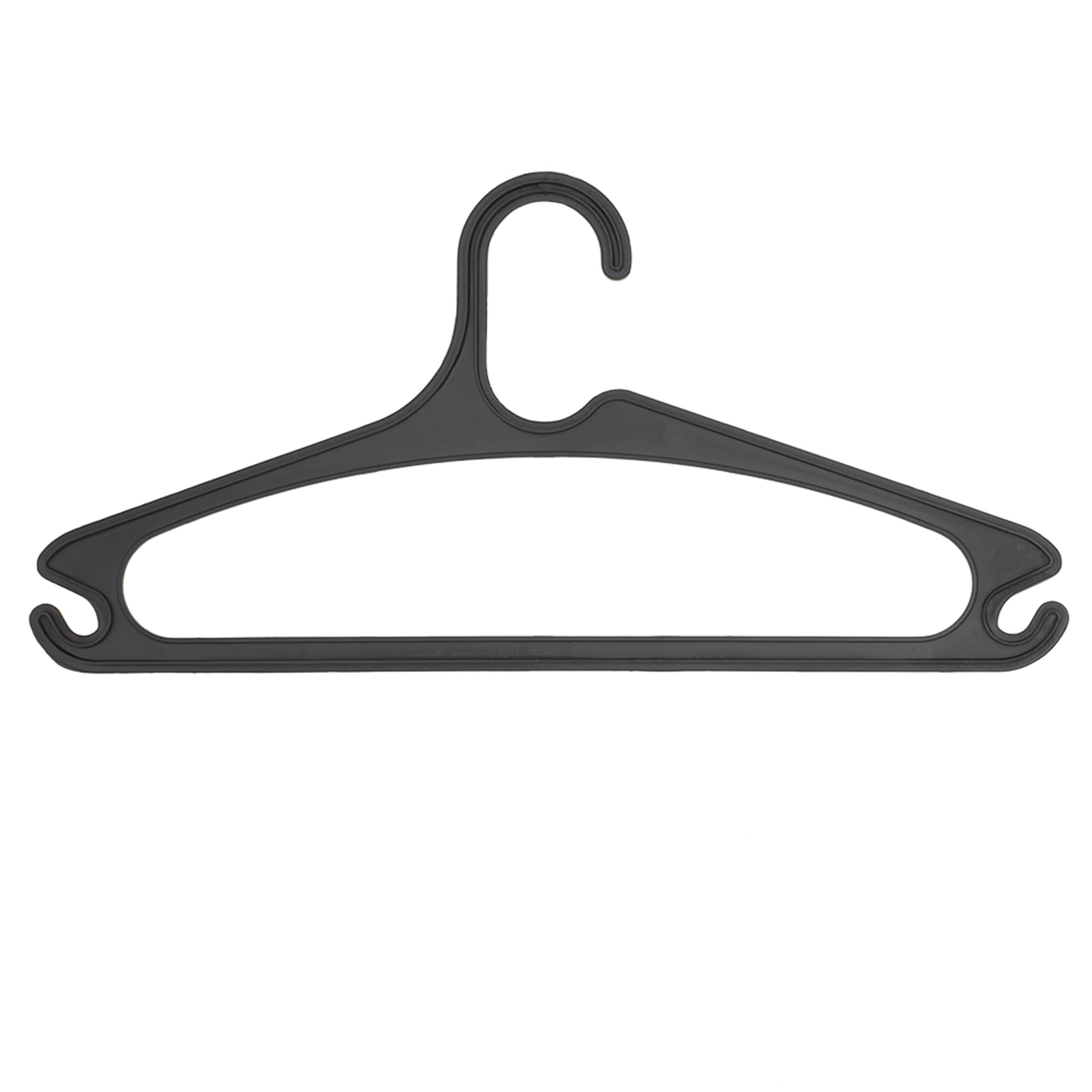 12 Bulk Home Basics 3-Piece Rubberized Plastic Hangers, Black - at