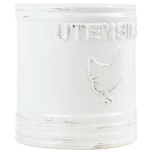 Home Basics Rustic Chic Rooster Ceramic Utensil Crock, White $10 EACH, CASE PACK OF 6