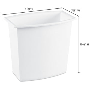 Sterilite 2 Gallon/7.6 Liter Rectangular Vanity Wastebasket Assorted, White $3.00 EACH, CASE PACK OF 12