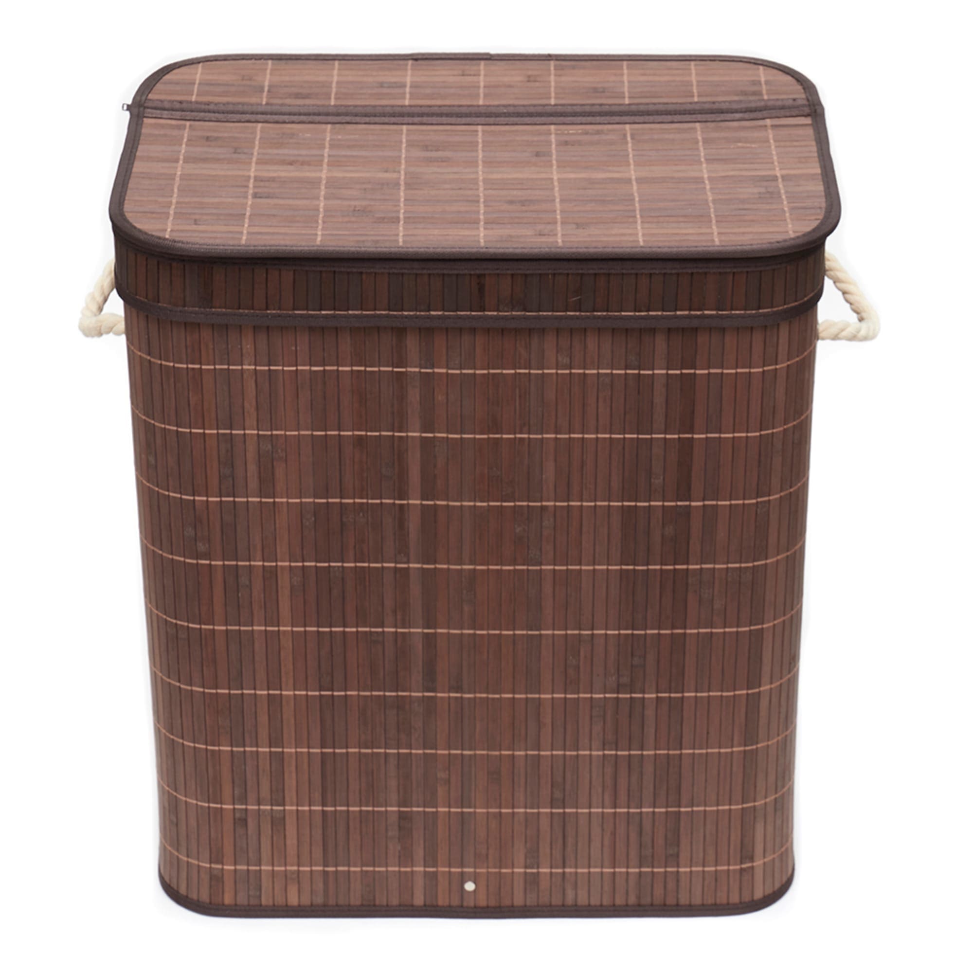 Home Basics 2 Compartment Foldable Rectangle Bamboo Hamper with Liner, Brown $25.00 EACH, CASE PACK OF 6