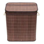 Load image into Gallery viewer, Home Basics 2 Compartment Foldable Rectangle Bamboo Hamper with Liner, Brown $25.00 EACH, CASE PACK OF 6
