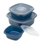 Load image into Gallery viewer, Home Basics 6 Piece Square Plastic Meal Prep Set, Blue $5.00 EACH, CASE PACK OF 8
