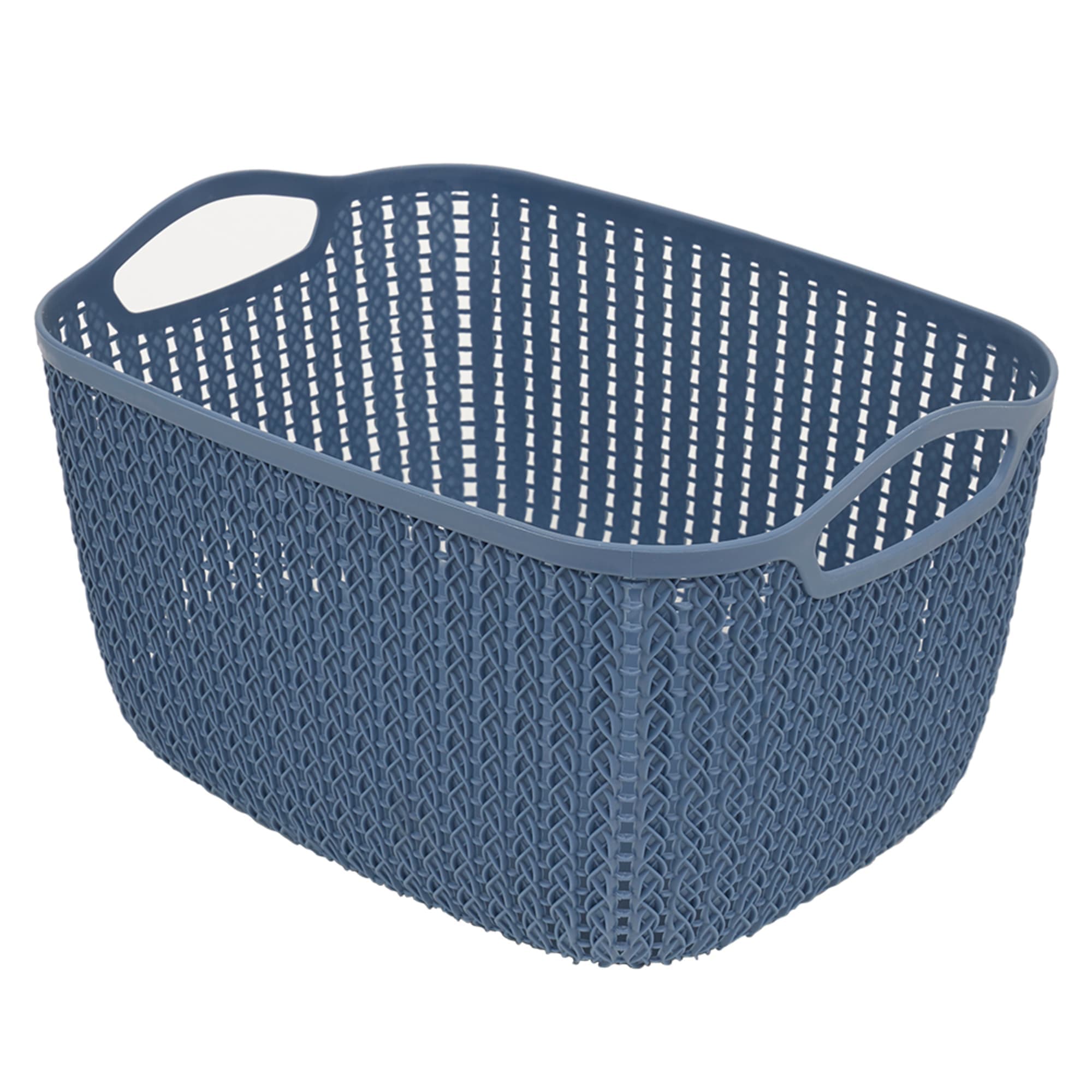 Home Basics 9L Crochet-Designed Plastic Basket, Blue $5.00 EACH, CASE PACK OF 12