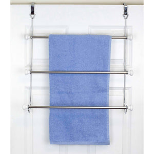 Home Basics 3 Tier Chrome Plated Steel Over the Door Towel Rack with Ceramic Knobs $10 EACH, CASE PACK OF 12