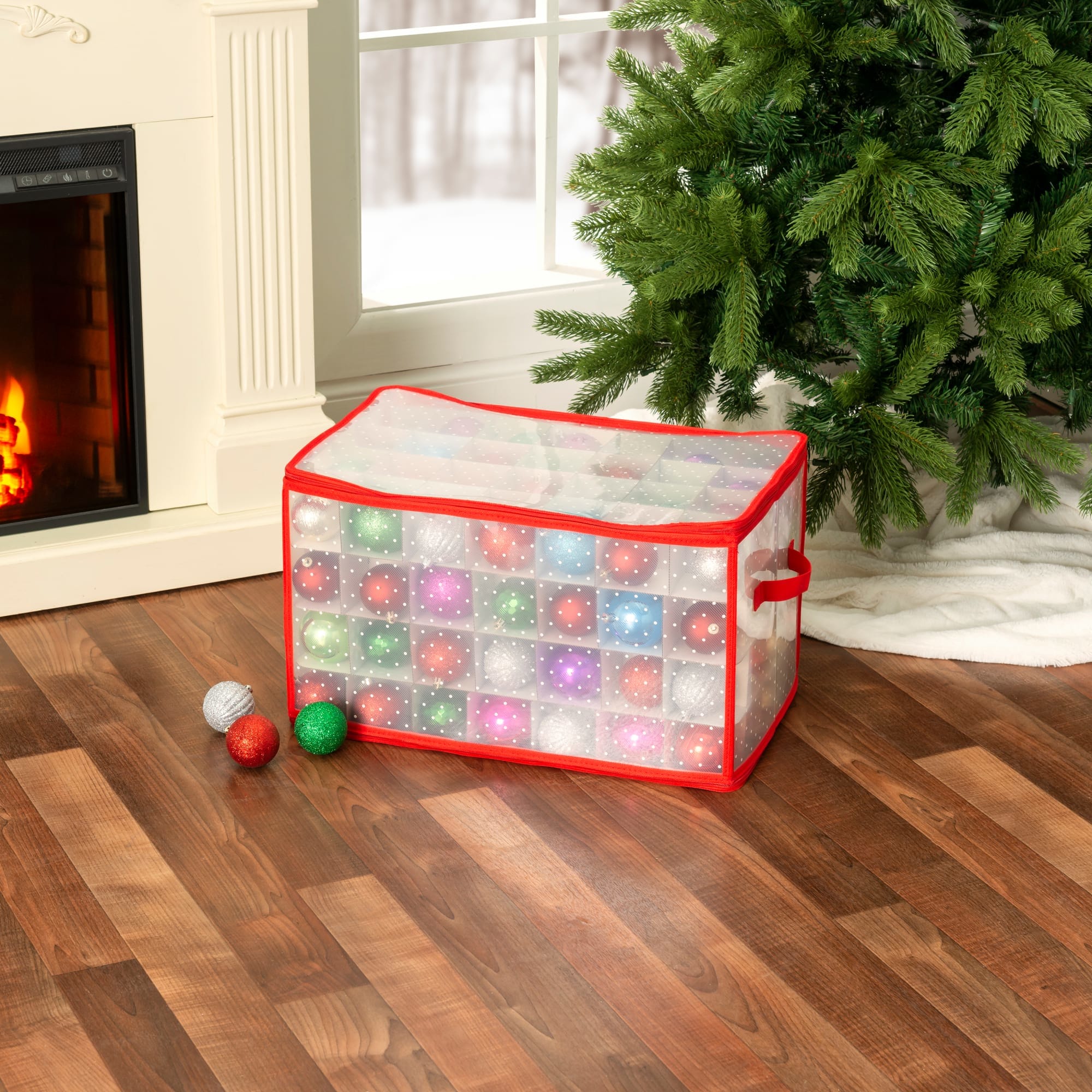 Home Basics Zippered 112 Ornament Storage Box, Red $10.00 EACH, CASE PACK OF 12