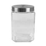 Load image into Gallery viewer, Home Basics 56 oz. Square Glass Canister with Brushed Stainless Steel Screw-on Lid Clear $3.50 EACH, CASE PACK OF 12
