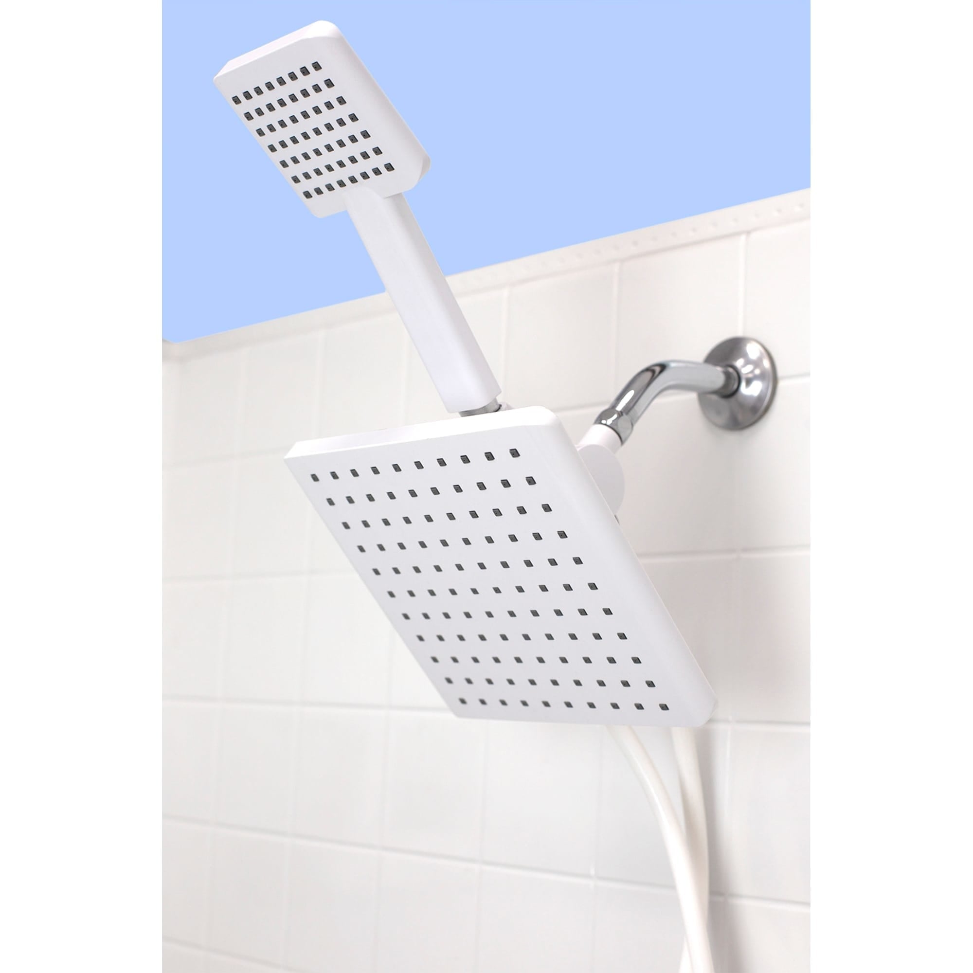 Home Basics Hydrospa Luxe Dual  Function Handheld Shower Massager with Extra Wide Rainfall Shower Head and 5 ft Tangle-Free Hose, White $20.00 EACH, CASE PACK OF 6