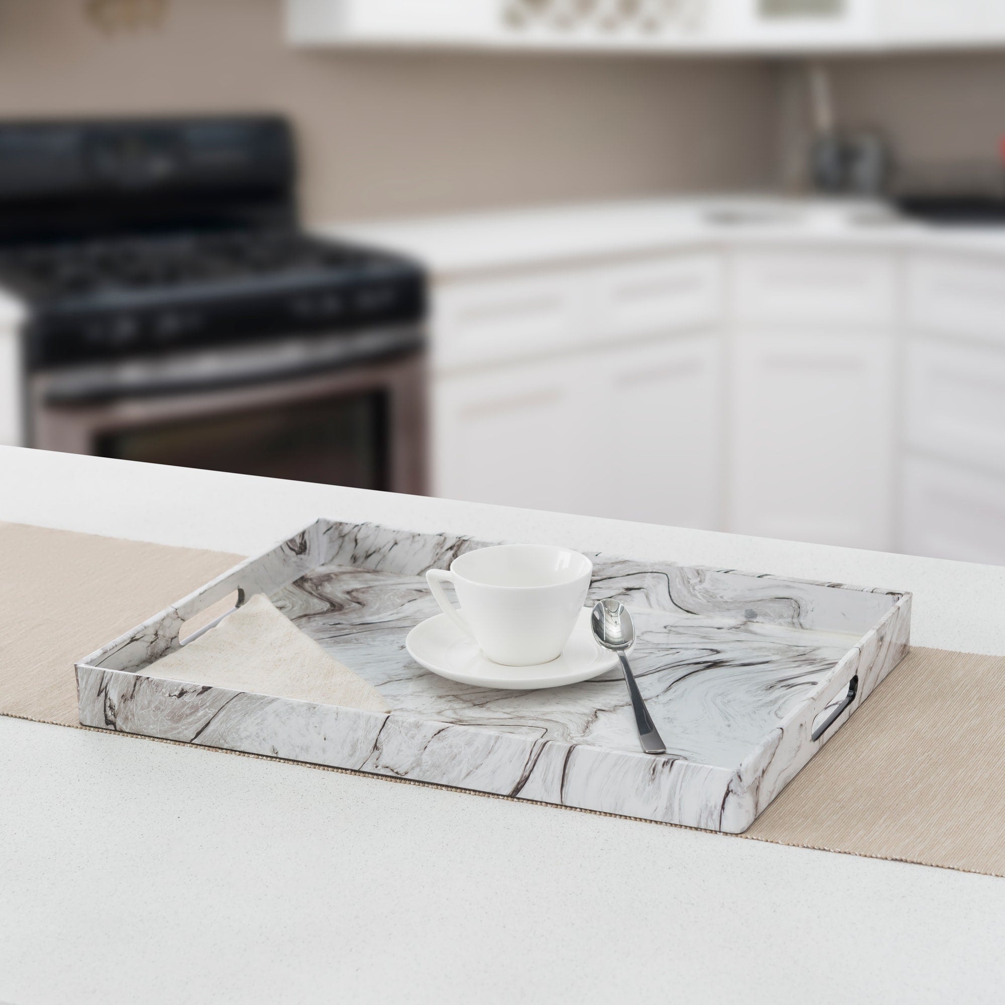 Home Basics Faux Marble Serving Tray, White $12.00 EACH, CASE PACK OF 6