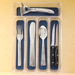 Load image into Gallery viewer, Michael Graves Design Medium 5 Compartment Rubber Lined Plastic Cutlery Tray, Indigo $6.00 EACH, CASE PACK OF 12
