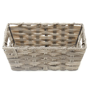 Home Basics Small Faux Rattan Basket with Cut-out Handles, Grey $6.50 EACH, CASE PACK OF 6
