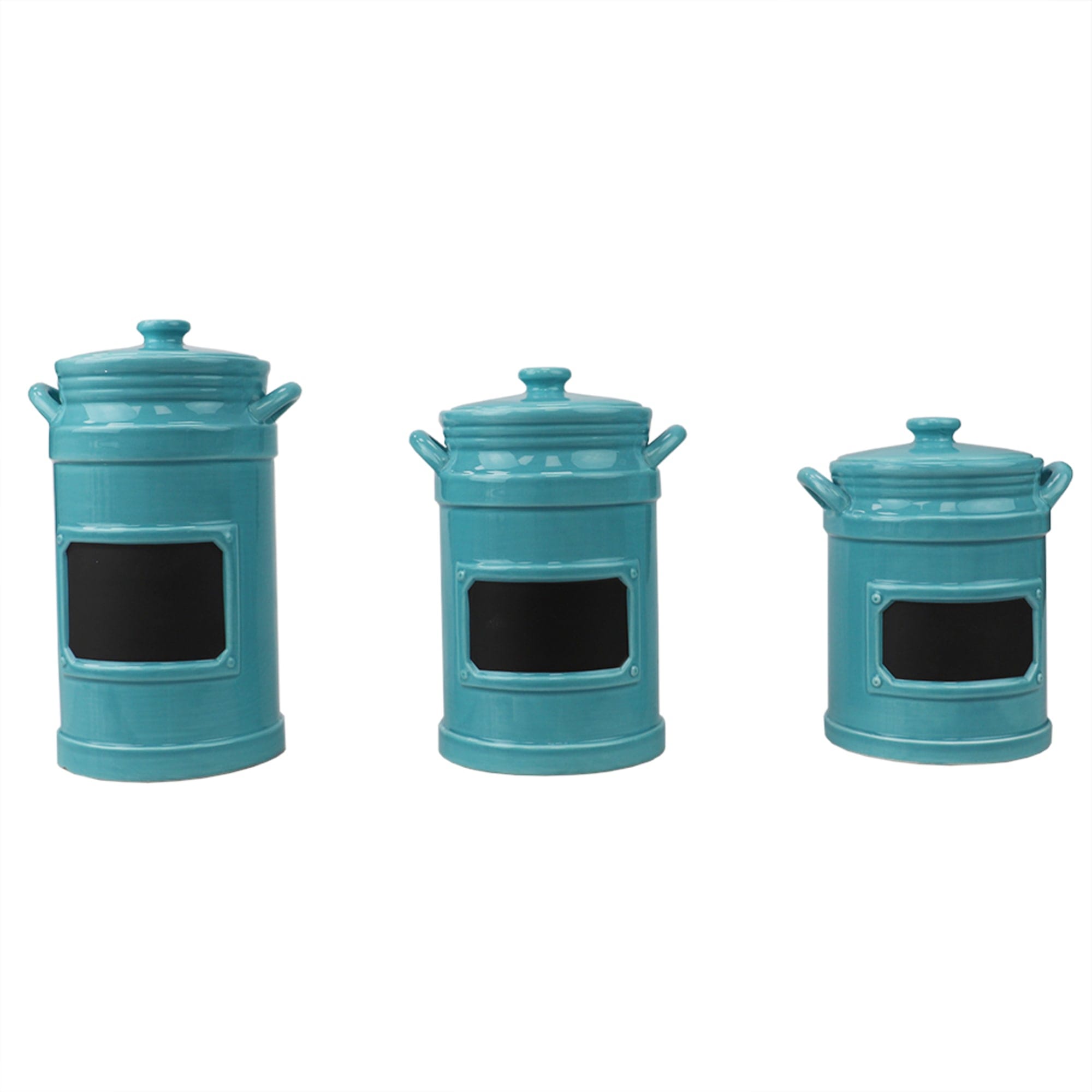 Home Basics 3 Piece Ceramic Canisters with Chalkboard Labels, Turquoise $20 EACH, CASE PACK OF 2