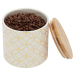 Load image into Gallery viewer, Home Basics Vescia Small Ceramic Canister with Bamboo Top $5.00 EACH, CASE PACK OF 12
