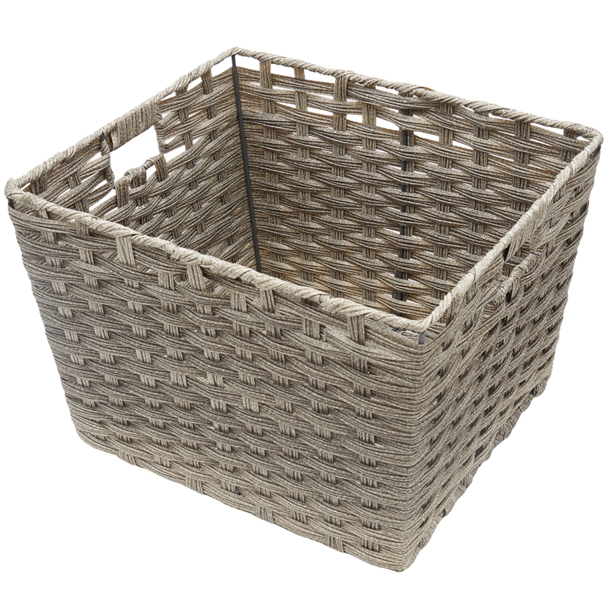 Home Basics X-large Faux Rattan Basket with Cut-out Handles, Grey $15.00 EACH, CASE PACK OF 6