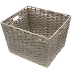 Load image into Gallery viewer, Home Basics X-large Faux Rattan Basket with Cut-out Handles, Grey $15.00 EACH, CASE PACK OF 6
