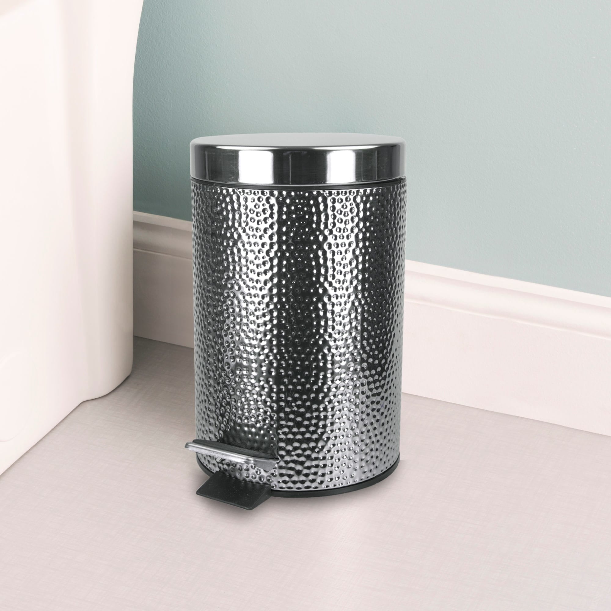 Home Basics Hammered Stainless Steel Waste Bin $8.00 EACH, CASE PACK OF 6