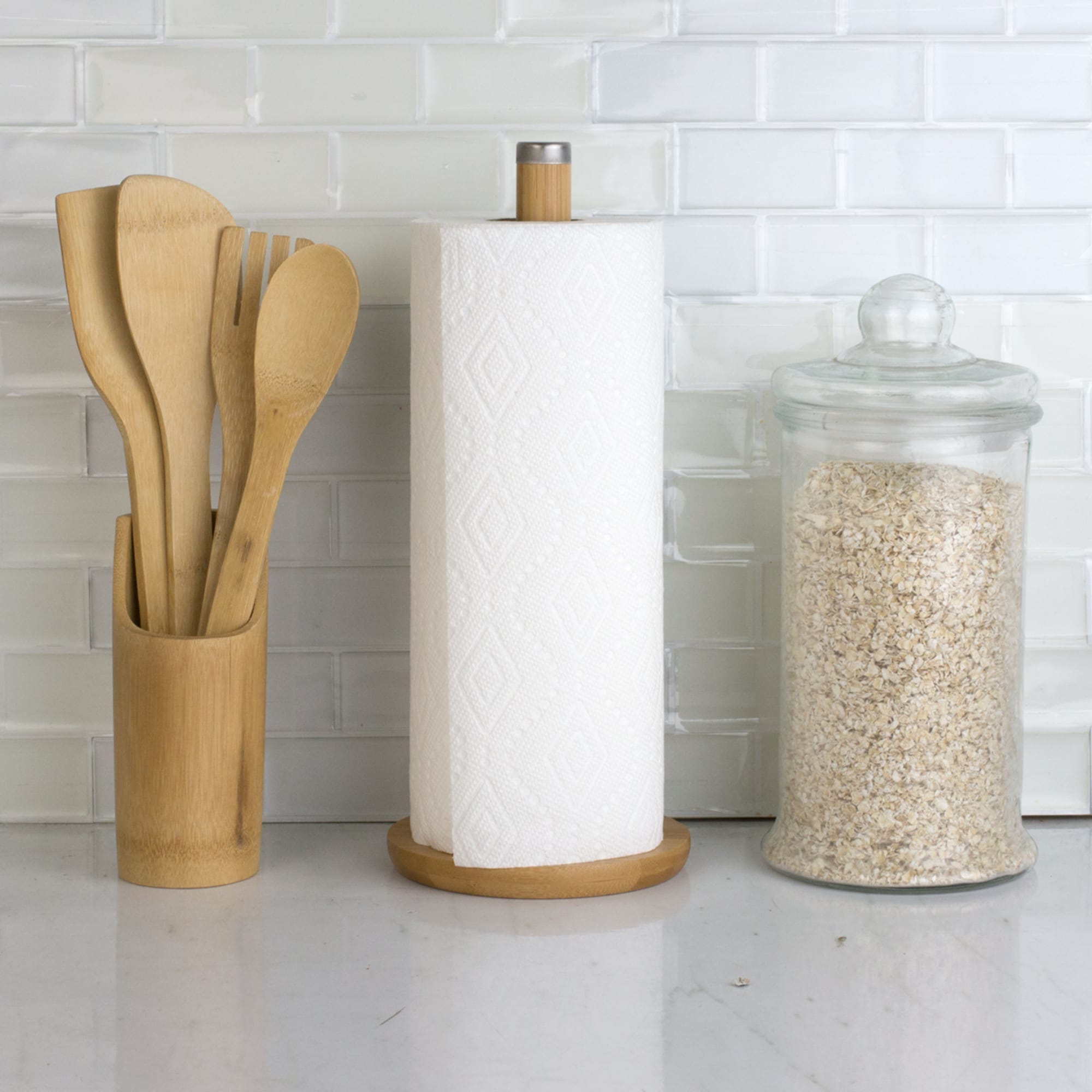 Home Basics Bamboo Paper Towel Holder with Stainless Steel Finial $4.00 EACH, CASE PACK OF 12