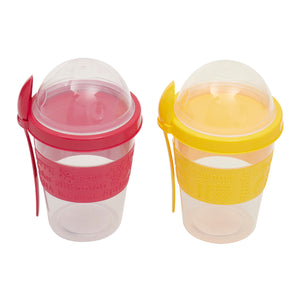 Home Basics Plastic To-Go Cup with Spoon - Assorted Colors
