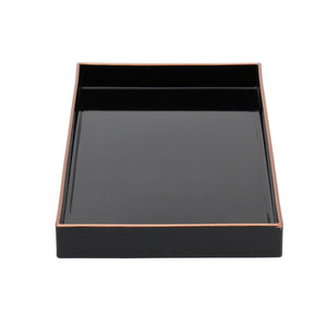 Home Basics 7" x 14" Decorative Vanity Tray with Contrasting Gold Trim, Black $5.00 EACH, CASE PACK OF 8