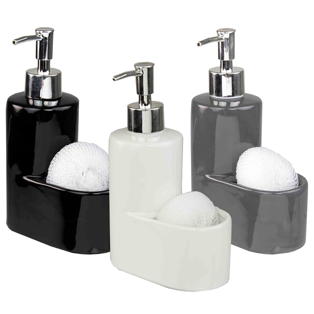 Home Basics Ceramic Soap Dispenser with Sponge - Assorted Colors