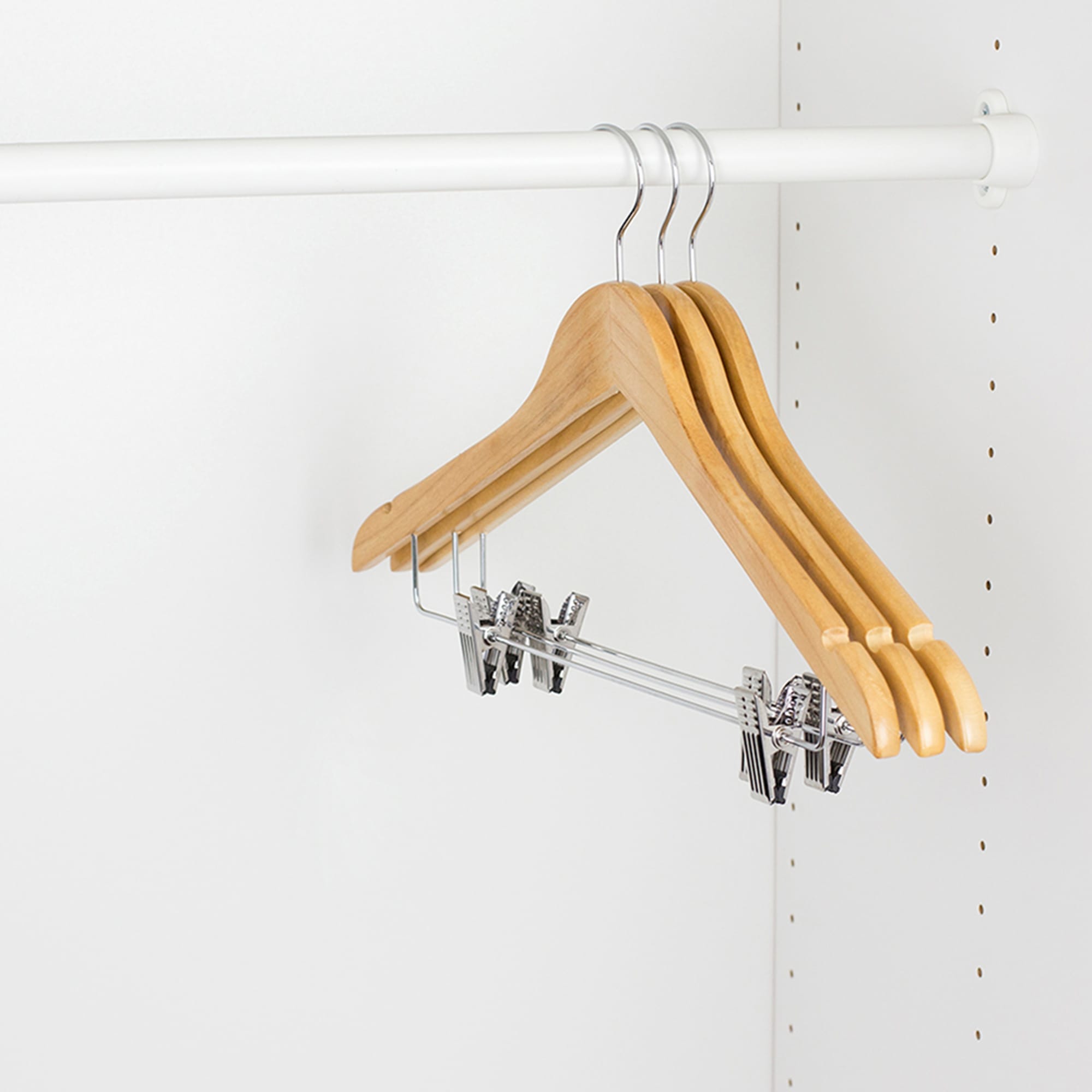 Home Basics Non-Slip Curved Ultra Smooth Wood Hanger with Metal Clips, (Pack of 3), Natural $4.00 EACH, CASE PACK OF 24
