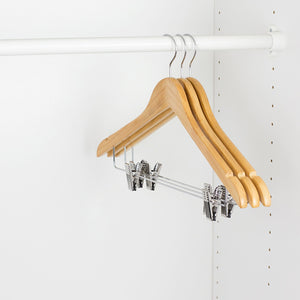 Home Basics Non-Slip Curved Ultra Smooth Wood Hanger with Metal Clips, (Pack of 3), Natural $4.00 EACH, CASE PACK OF 24