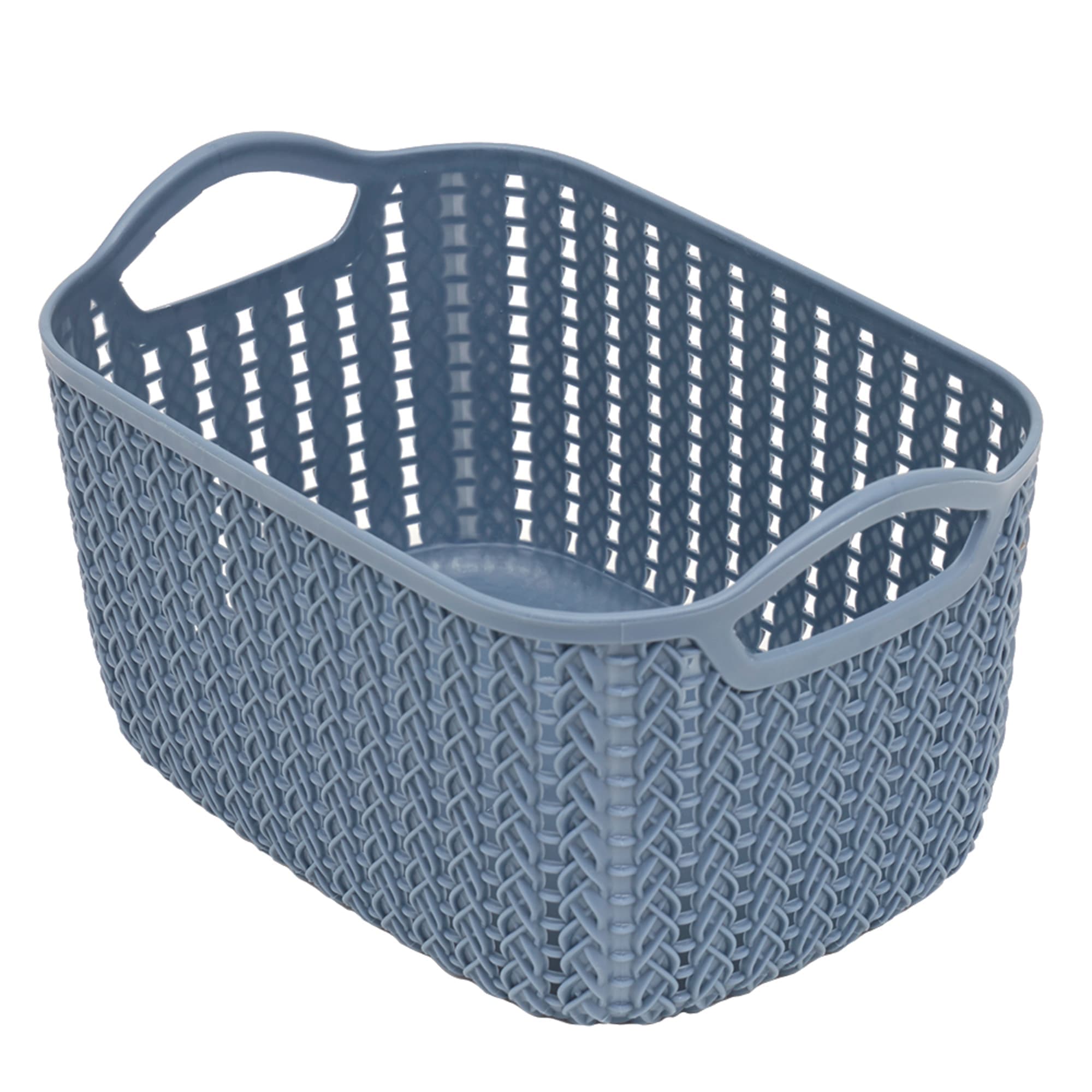 Home Basics 3L Crochet-Designed Plastic Basket, Blue $2.00 EACH, CASE PACK OF 24