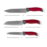 Load image into Gallery viewer, Home Basics Stainless Steel Knife Set with Non-Slip Handles and Protective Bolster, Red $5.00 EACH, CASE PACK OF 12

