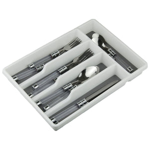 Home Basics Plastic Cutlery Tray with Rubber-Lined Compartments, White $5.00 EACH, CASE PACK OF 12