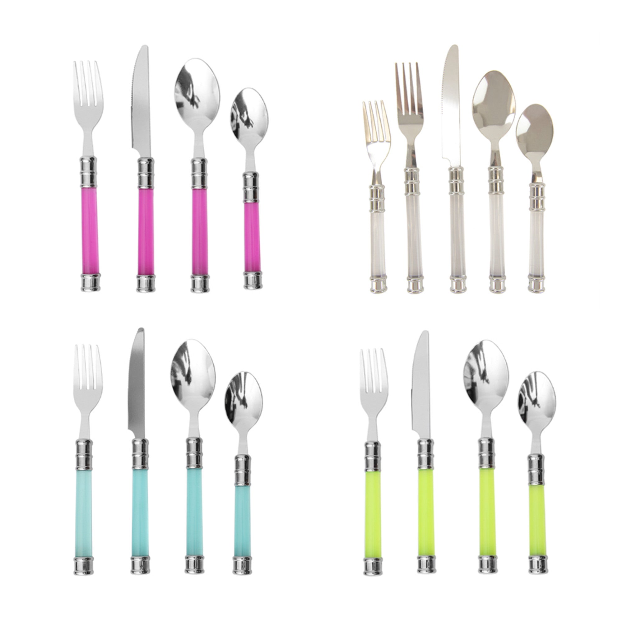 Home Basics 20 Piece Flatware Set with Caddy - Assorted Colors