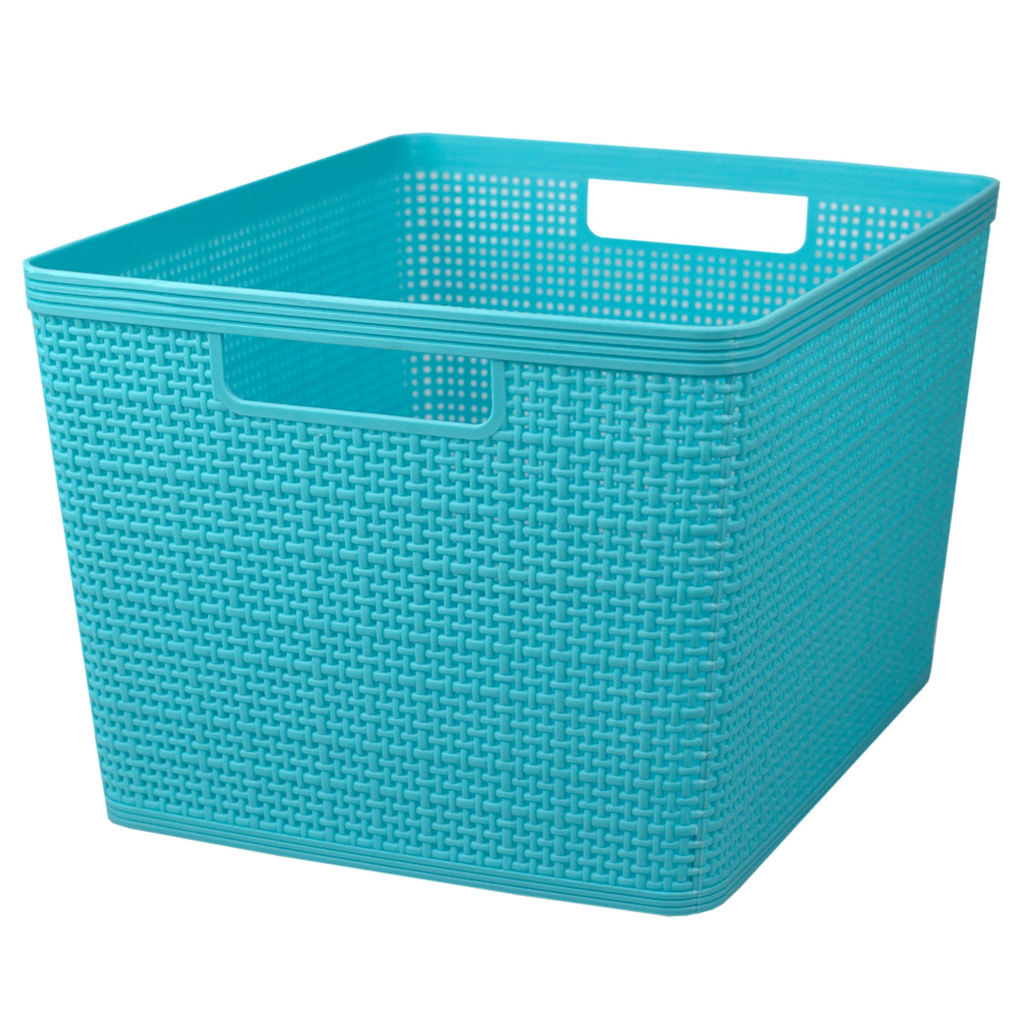 Home Basics Trellis X-Large Plastic Storage Basket with Cut-Out Handles - Assorted Colors