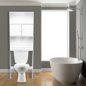 Home Basics 3 Tier MDF Over The Toilet Bathroom Shelf With Open Shelving and Cabinets, White $60.00 EACH, CASE PACK OF 1