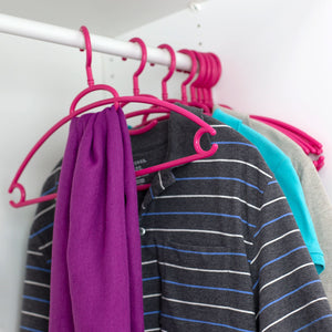 Home Basics Tubular Plastic Hanger with Concave Sides and Center Accessory Hook, (Pack of 10), Fuchsia $5.00 EACH, CASE PACK OF 12