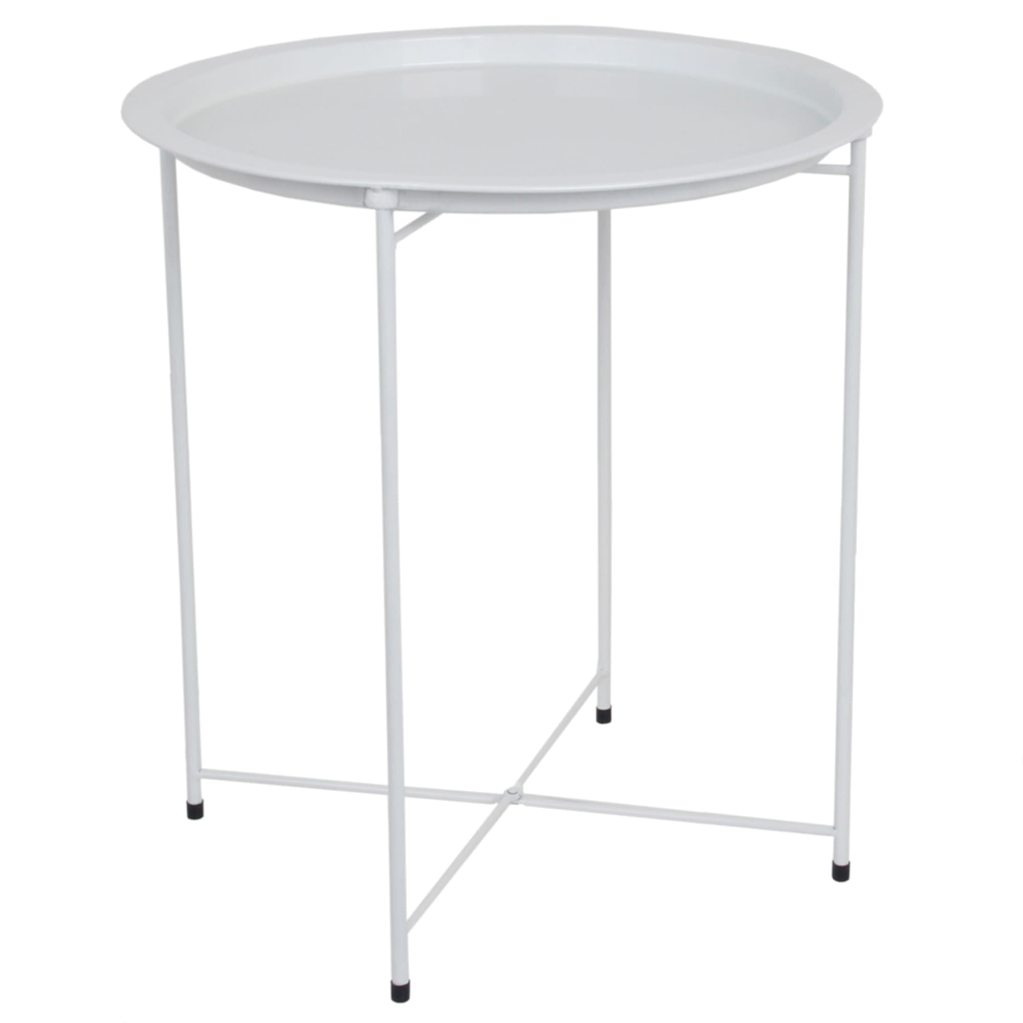 Home Basics Foldable Round Multi-Purpose Side Accent Metal Table, Matte White $15.00 EACH, CASE PACK OF 6