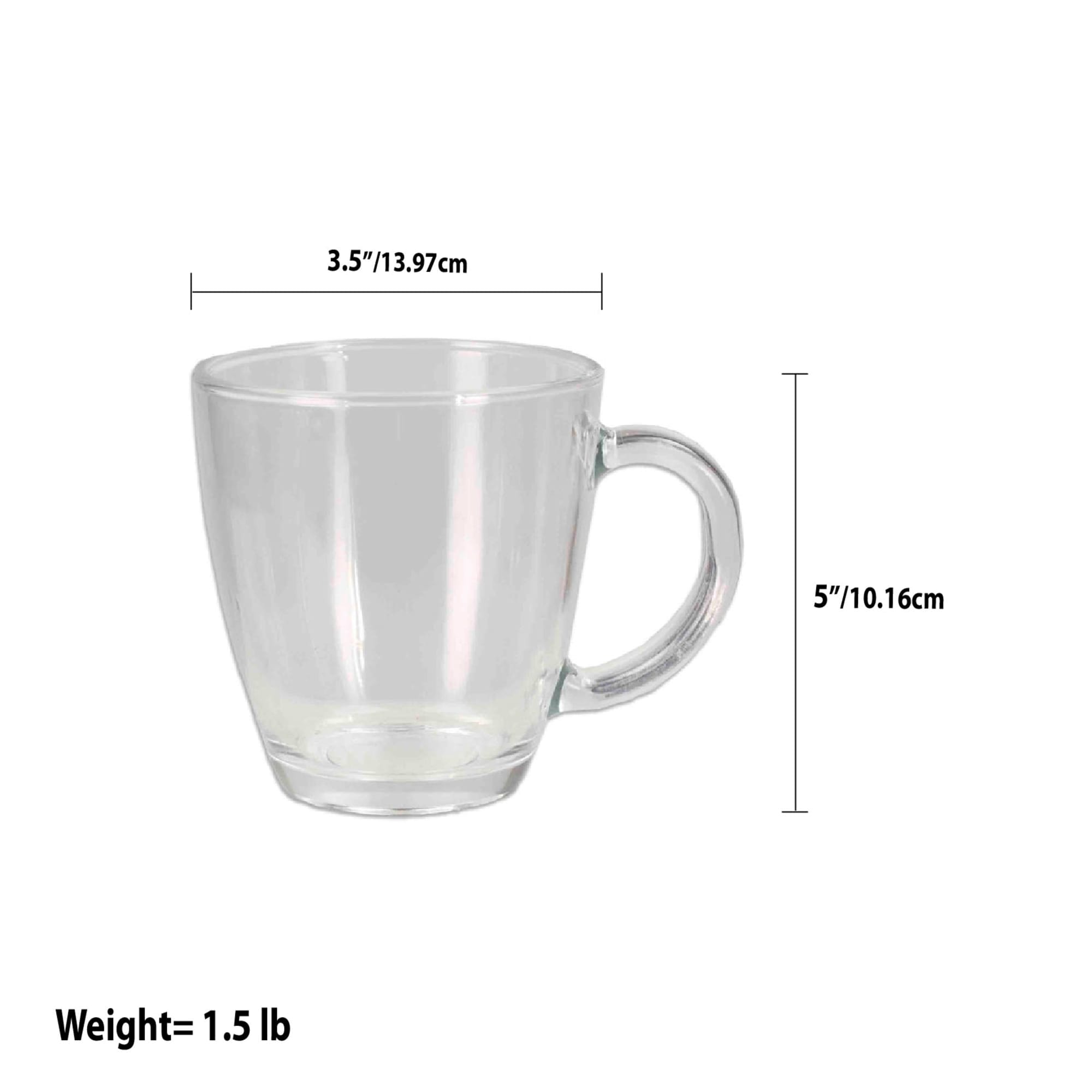 Home Basics Tapered Glass Mug with Thick Handle, Clear $1.50 EACH, CASE PACK OF 36