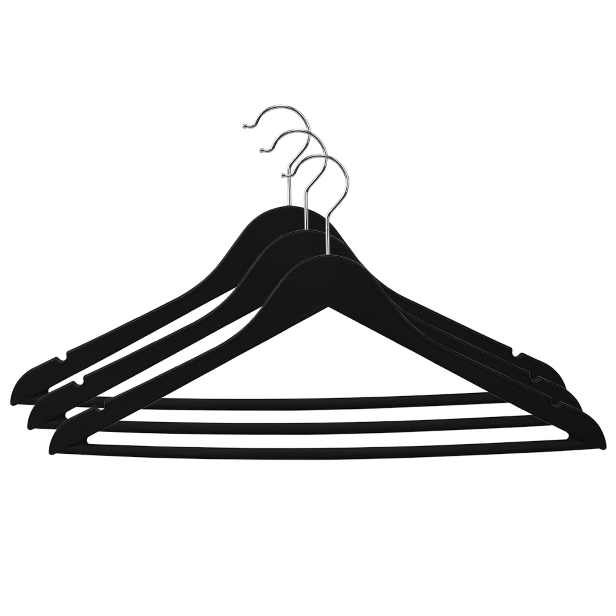 Home Basics 3-Piece Rubberized Plastic Hangers, Black $4.00 EACH, CASE PACK OF 12