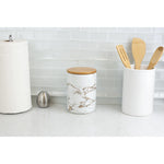 Load image into Gallery viewer, Home Basics Marble Ceramic Large Canister with Bamboo Lid, White $10.00 EACH, CASE PACK OF 12
