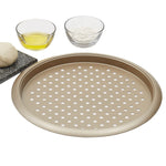 Load image into Gallery viewer, Home Basics Aurelia Non-Stick 13.75” x 1” Carbon Steel Perforated Pizza Pan, Gold $6 EACH, CASE PACK OF 12
