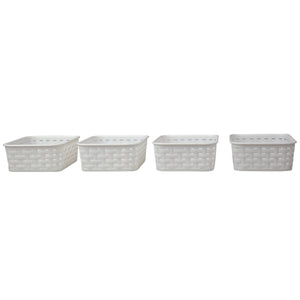 Home Basics Crossweave 7.75" x 5.25" x 2.5"  Multi-Purpose Stackable Plastic Storage Basket, (Pack of 4) - Assorted Colors