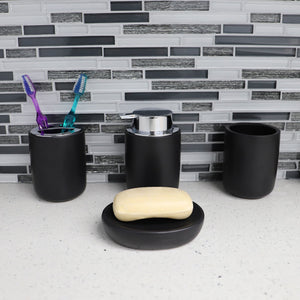 Home Basics Luxem 4 Piece Ceramic Bath Accessory Set, Black $10.00 EACH, CASE PACK OF 12