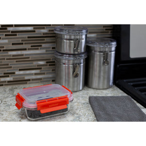 Home Basics 21oz. Rectangular Glass Food Storage Container With Plastic Lid, Red $5.00 EACH, CASE PACK OF 12
