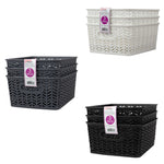 Load image into Gallery viewer, Home Basics Chevron  10.25&quot; x 7.75&quot; x 4&quot; Multi-Purpose Stackable Plastic Storage Basket, (Pack of 3) - Assorted Colors
